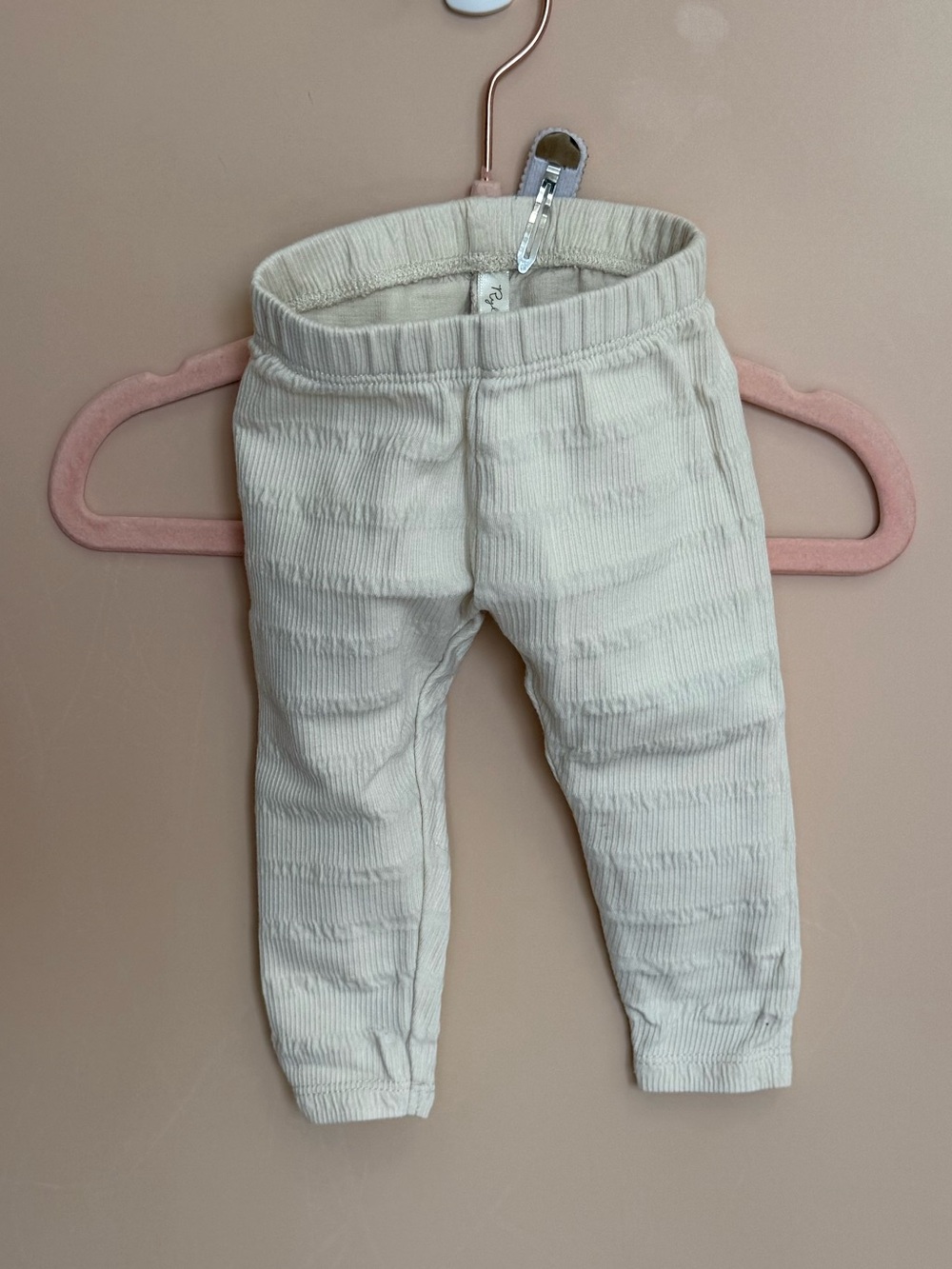 Rylee + Cru Cream Ribbed Baby Leggings